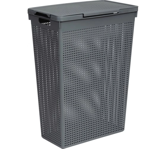 Корзина д/белья Лофт с/кр узкая 50л серая