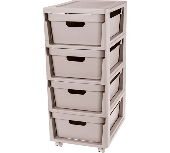 Комод 4 секц. LUXE на колесах светло-бежевый