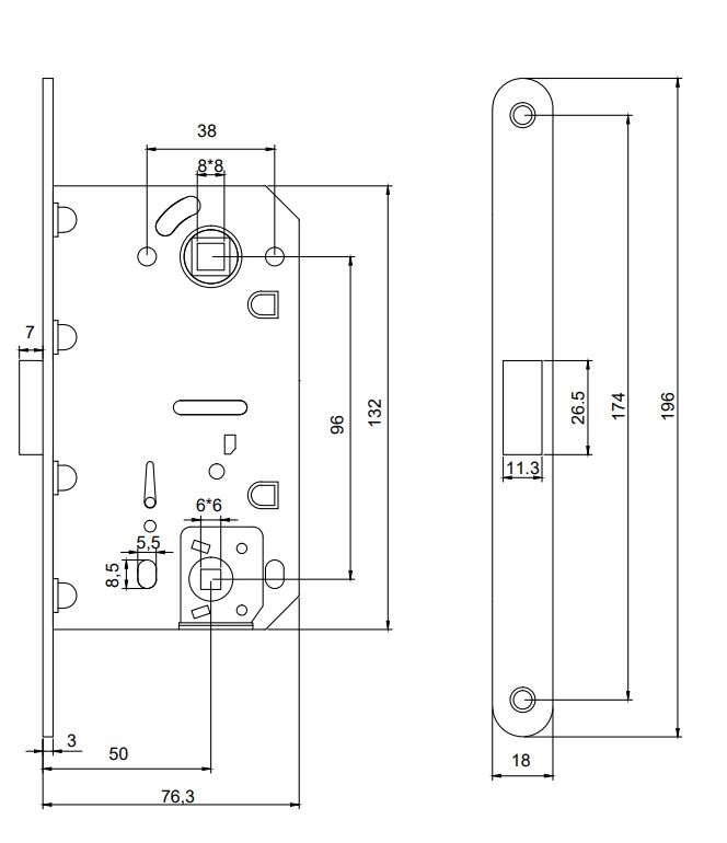 Защелка врезная Code Deco 5300-MC-WC-GMS с фиксацией-image-2
