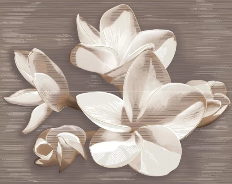 Панно Амати Цветок белый/Amati Pulmeria Alba 50*40 (из 2шт)
