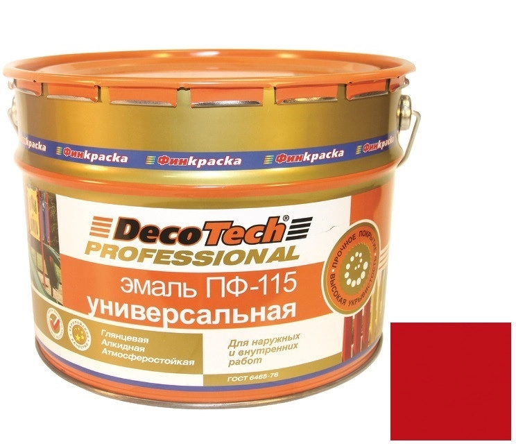 Эмаль DecoTech ПФ-115 гл.ярк-красная под RAL3020 10кг