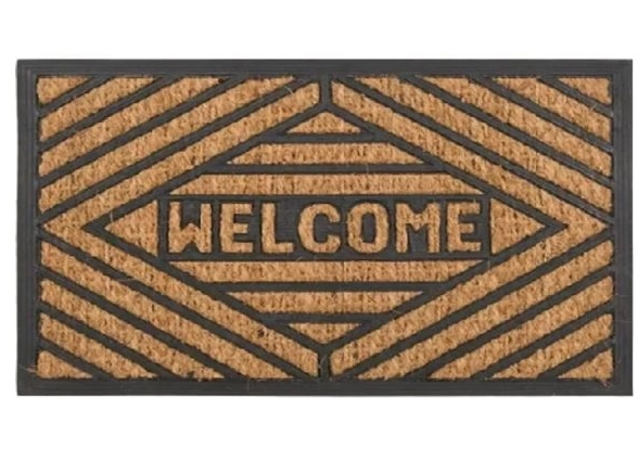 Коврик грязезащитный кокосовый Добро пожаловать(ромб) 40*60 резин.осн.
