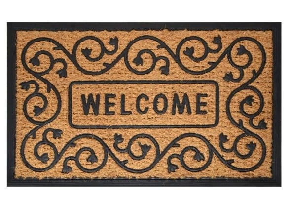 Коврик грязезащитный кокосовый Добро пожаловать 45*75 рез.осн.