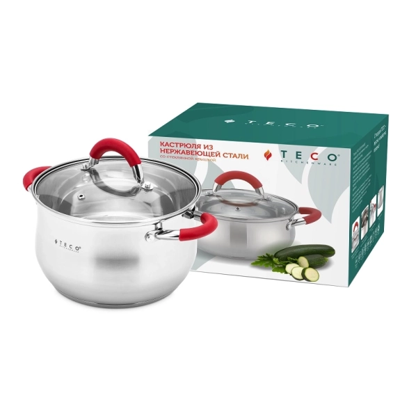 Кастрюля Teco 3,9л нерж.сталь 20см TC-C3900-03R-image-4