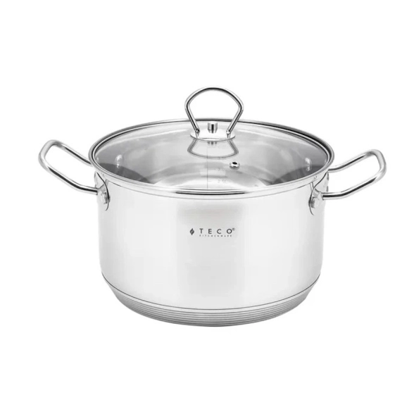 Кастрюля из нержавеющей стали Teco TC-C3900-05 3.9л 20см со стеклянной крышкой