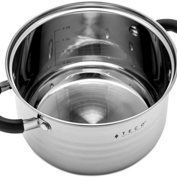 Кастрюля Teco 2,9л нерж.сталь 18см TC-C2900-06B-image-2