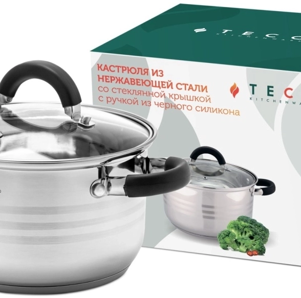 Кастрюля Teco 2,9л нерж.сталь 18см TC-C2900-06B-image-5
