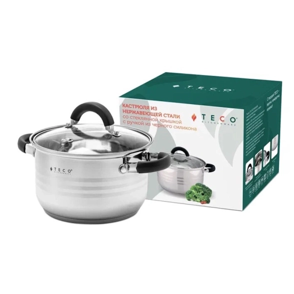 Кастрюля Teco TC-C3900-06B из нержавеющей стали 3.9л 20 см-image-2