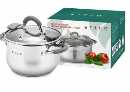 Кастрюля Teco 2,9л нерж.сталь 18см TC-C2900-01G