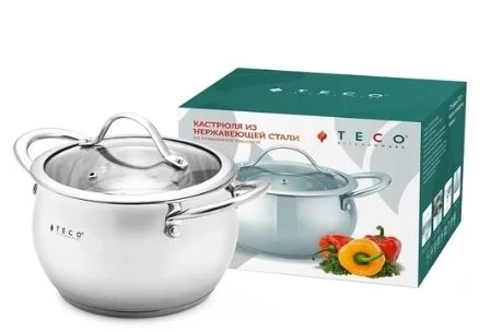 Кастрюля Teco 2,9л нерж.сталь 18см TC-C2900-04