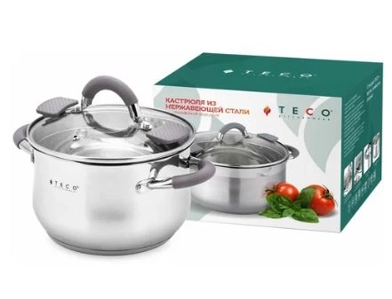 Кастрюля Teco 3,9л нерж.сталь 20см TC-C3900-01G