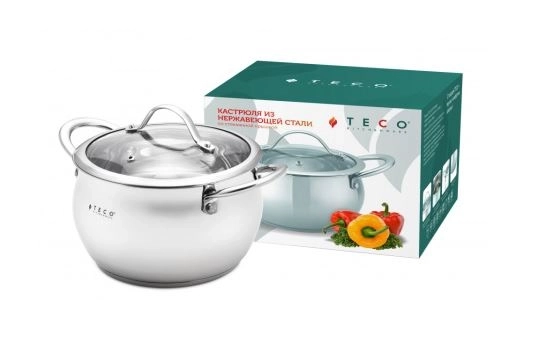 Кастрюля Teco 5,1л нерж.сталь 22см TC-C5100-04