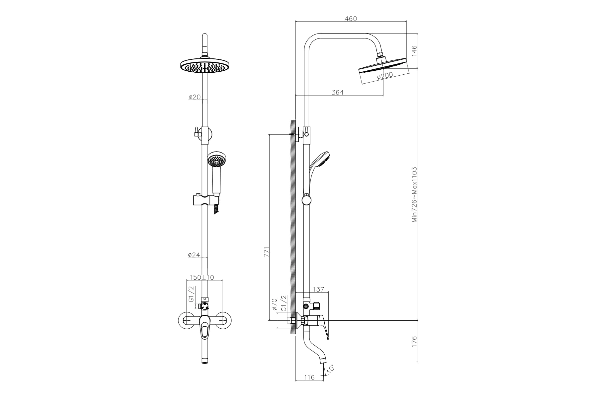 Душ система Decoroom DR21071 хром пов.изл.-image-1