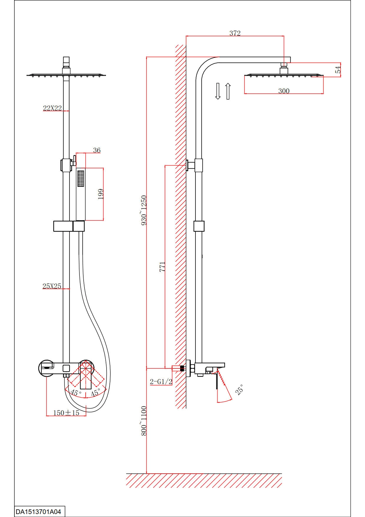 Душ система D&K Bayern.Liszt DA1513705A04 черный АУТ-image-1
