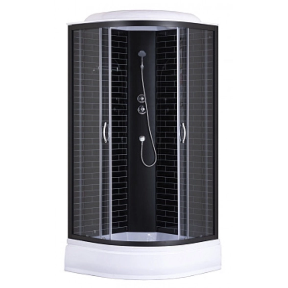 Кабина душ. LORANTO CS-6690-25GB 90x90x215 СП черн.кирпич.узор ст.сер