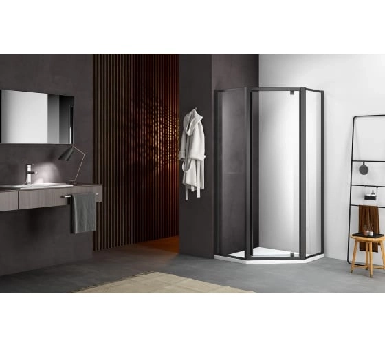 Душ.ограж. Aqua Time PNT-900-C-Matt Black 900*900*1950 6мм