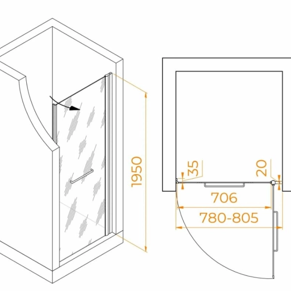 Душ.дверь RGW PA-103-W 80*195 белый/прозрач/6мм EasyClean-image-1