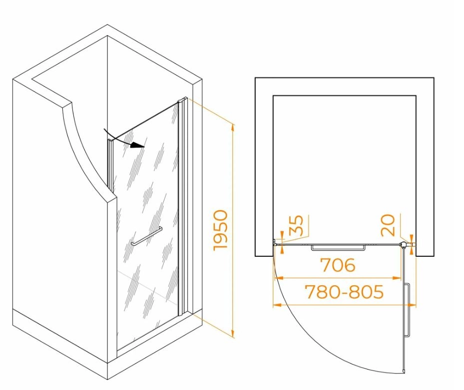 Душ.дверь RGW PA-103-W 80*195 белый/прозрач/6мм EasyClean-image-1