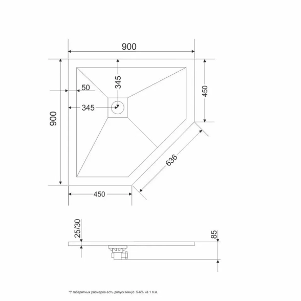 Поддон душ.RGW ST/T*-0099G 90*90*2,5 трапеция/графит камен.-image-2