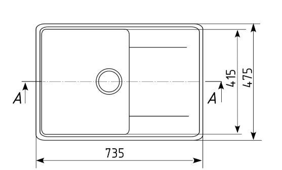 Мойкa УЛЬТРА ML-GMU07 735*475 с крылом белый камень-image-1