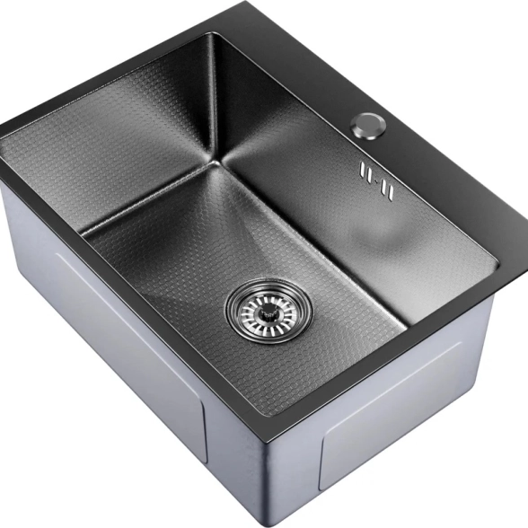 Мойка нерж. Mixline Pro наст.60x45 вып3 1/2 черн графит НАНО с/сифЃ