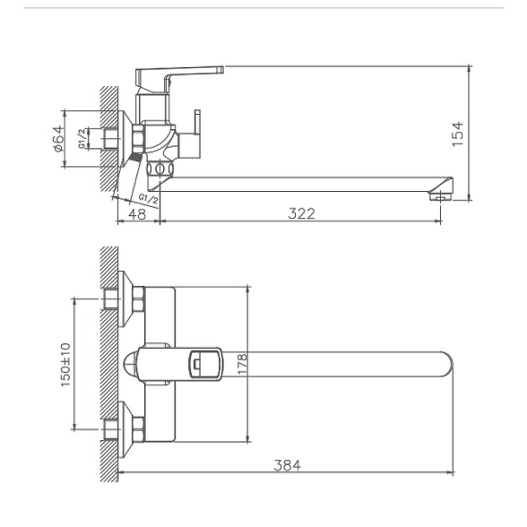 Смеситель д/в Haiba HB22176 хром-image-1