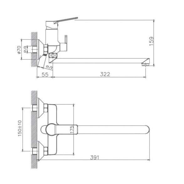 Смеситель д/в Haiba HB22559 хром-image-1