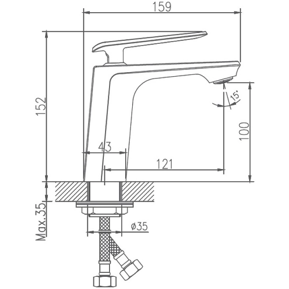 Смеситель в/у Haiba HB10548-7 черн/хром-image-1