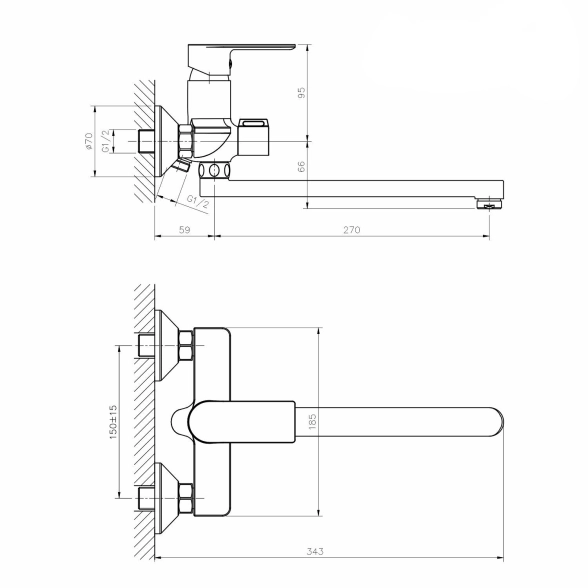 Смеситель д/в Mixline ML33-02 City White 35k бел/хром-image-3
