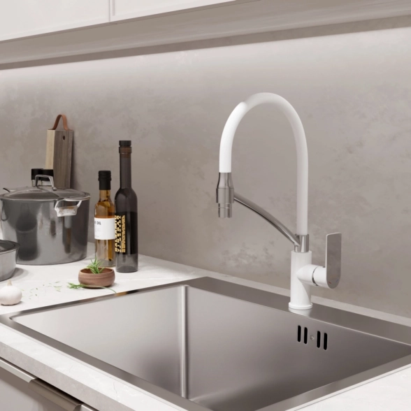 Смеситель д/у Mixline ML33-108 City White 35k бел/хром гиб.изл-image-3
