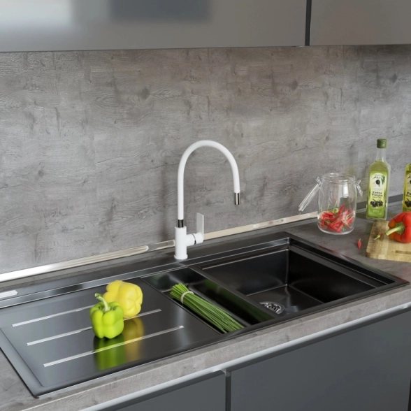 Смеситель д/у Mixline ML33-098 City White 35k бел/хром гиб.изл-image-3