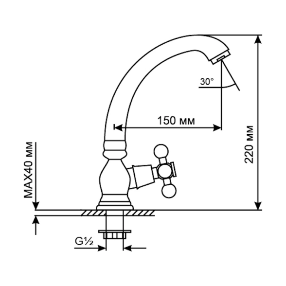 Смеситель у/м 1/2кер MIXLINE ML07-05 моно п/гайку-image-2