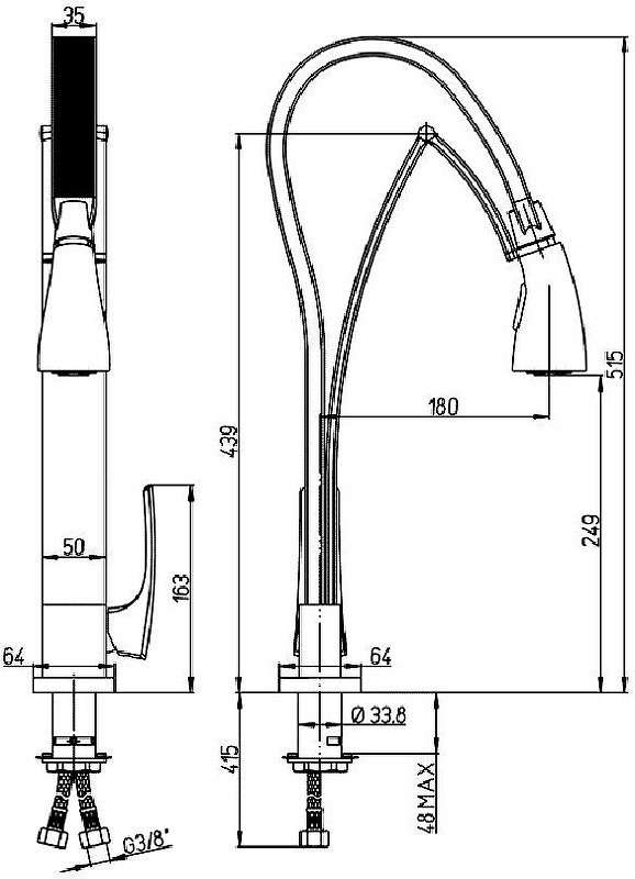 Смеситель в/м Paini Hybrid НКРА557ТК сталь-image-2