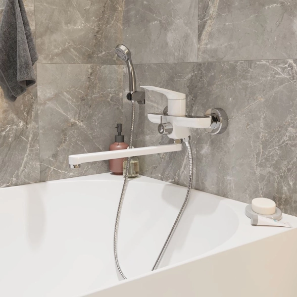 Смеситель в/м 35к MIXLINE ML-41-02 Swan White белый хром-image-4