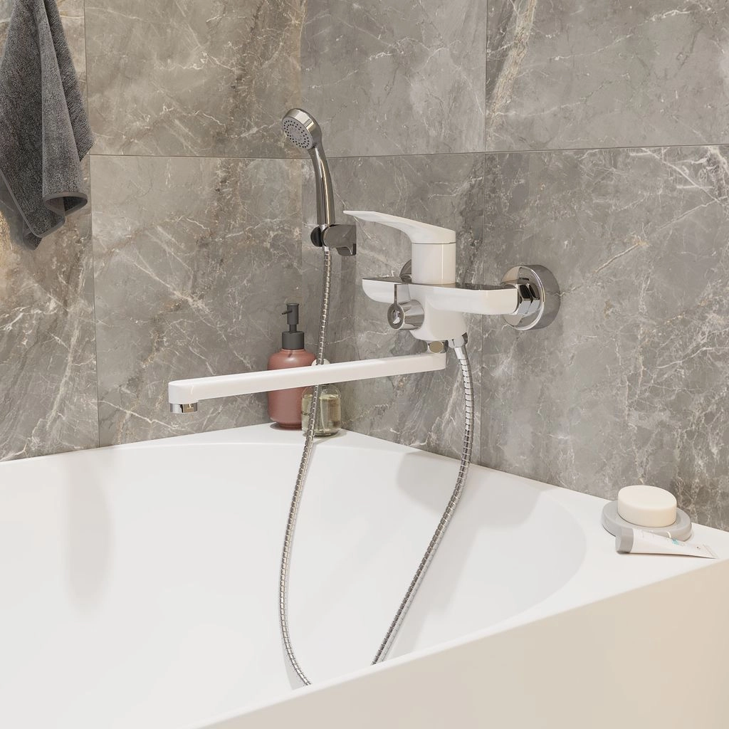 Смеситель в/м 35к MIXLINE ML-41-02 Swan White белый хром-image-4