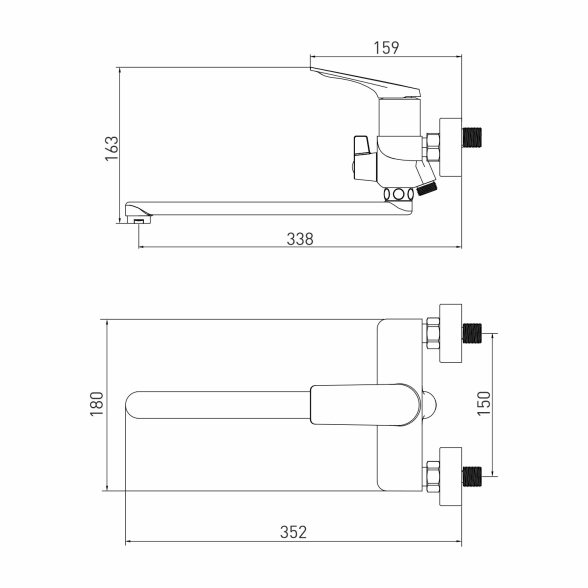 Смеситель в/м 35к MIXLINE ML-41-02 Swan White белый хром-image-1