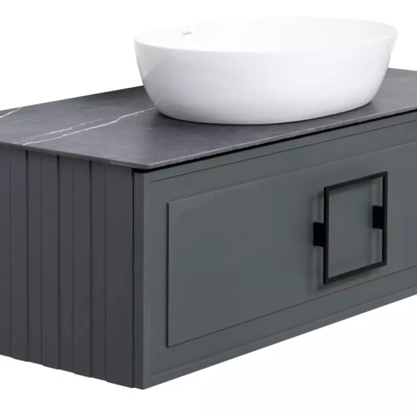 Тумба La Fenice Cubo Grigio 100см серая мат+руч. 160 черн.