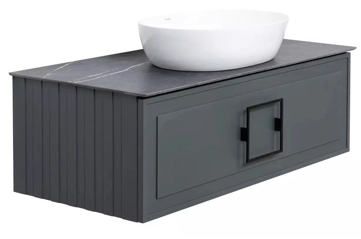 Тумба La Fenice Cubo Grigio 100см серая мат+руч. 160 черн.