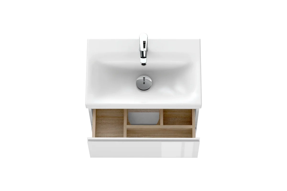 Тумба подвесная MODUO 60 под раковину MODUO Slim 60 узкая белая-image-1