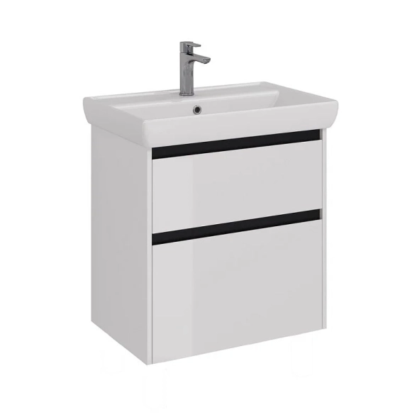 Тумба Lemark COMBI 70см подвес/нап 2ящ. Бел.гл. LM03C70T-black