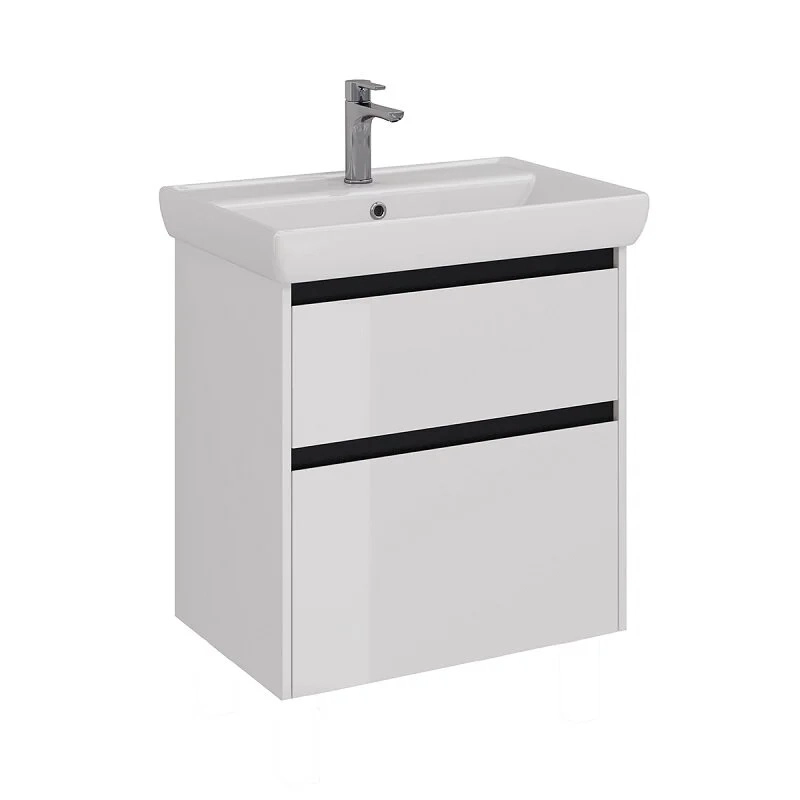Тумба Lemark COMBI 70см подвес/нап 2ящ. Бел.гл. LM03C70T-black