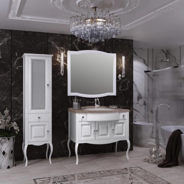 Зеркало Лаура 120 белый матовый б/патины-image-3