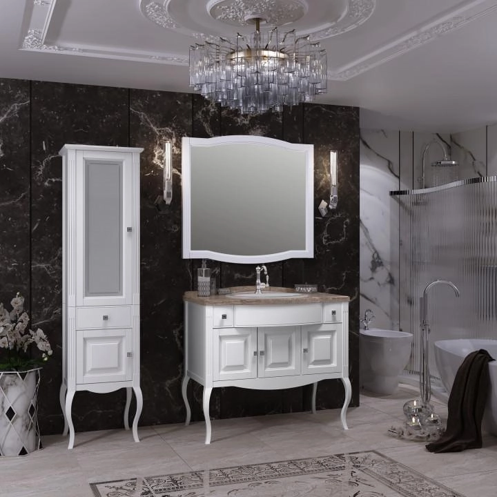 Зеркало Лаура 120 белый матовый б/патины-image-3