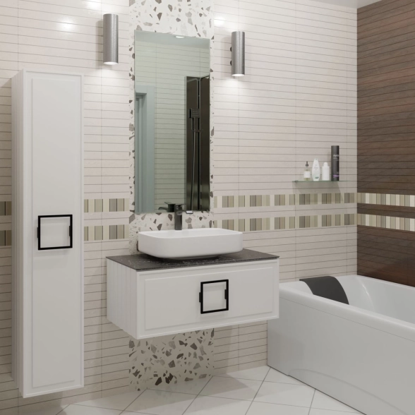 Шкаф-пенал La Fenice Cubo Bianco 30см бел.мат+руч.160 черн