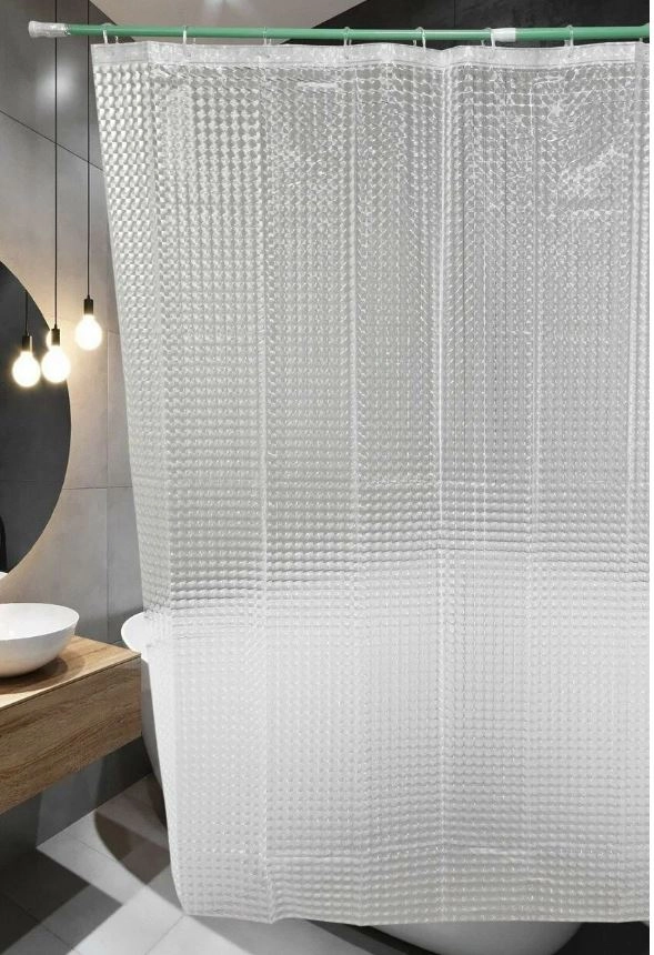 Штора д/ван SANTREK HOME PEVA 180*180 30002 с/кол.прозрач.3D П215