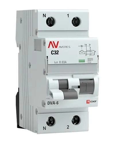 Диф.авт EKF AVERES DVA-6 1P+N 32А 30мА 6кА
