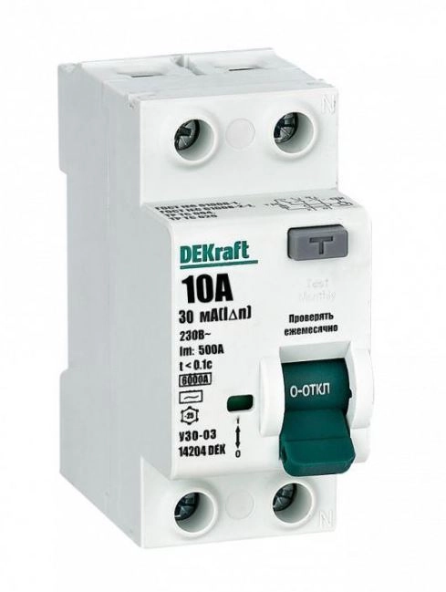 Диф.авт EKF DEKraft 2P 10А 30мА АС 6кА УЗО-03
