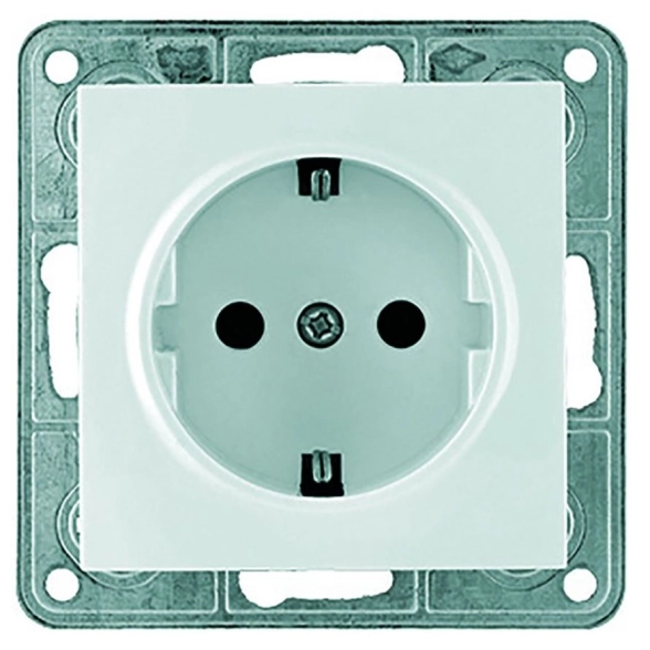 Розетка PRF Tesla Ultra 1СП бел мех+накл с/з евро з/ш 920106