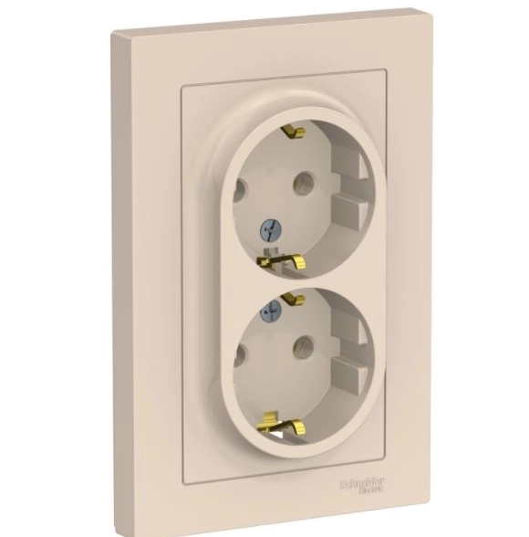 Розетка ATLAS СП 2-я 16А с/з беж ATN000224