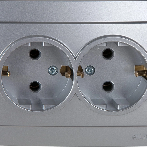 Розетка 2м СУ с/з TOURAN мет.серебро